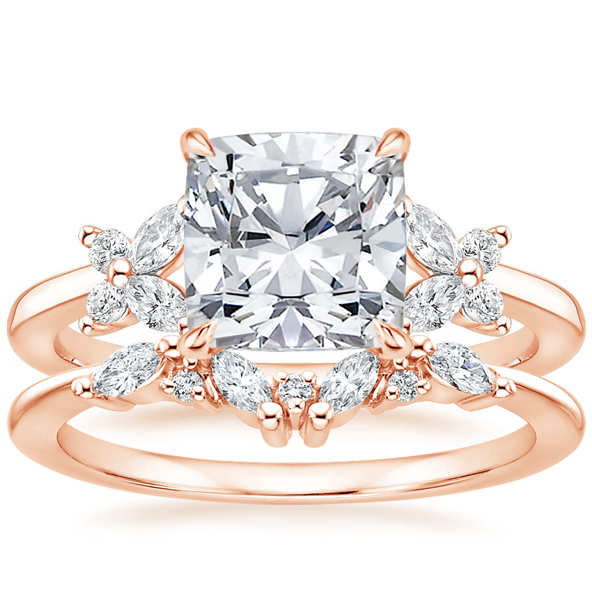 14K Rose Gold Mariposa Diamond Ring with Yvette Diamond Ring