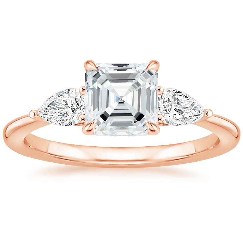 14K Rose Gold Opera Three Stone Diamond Ring