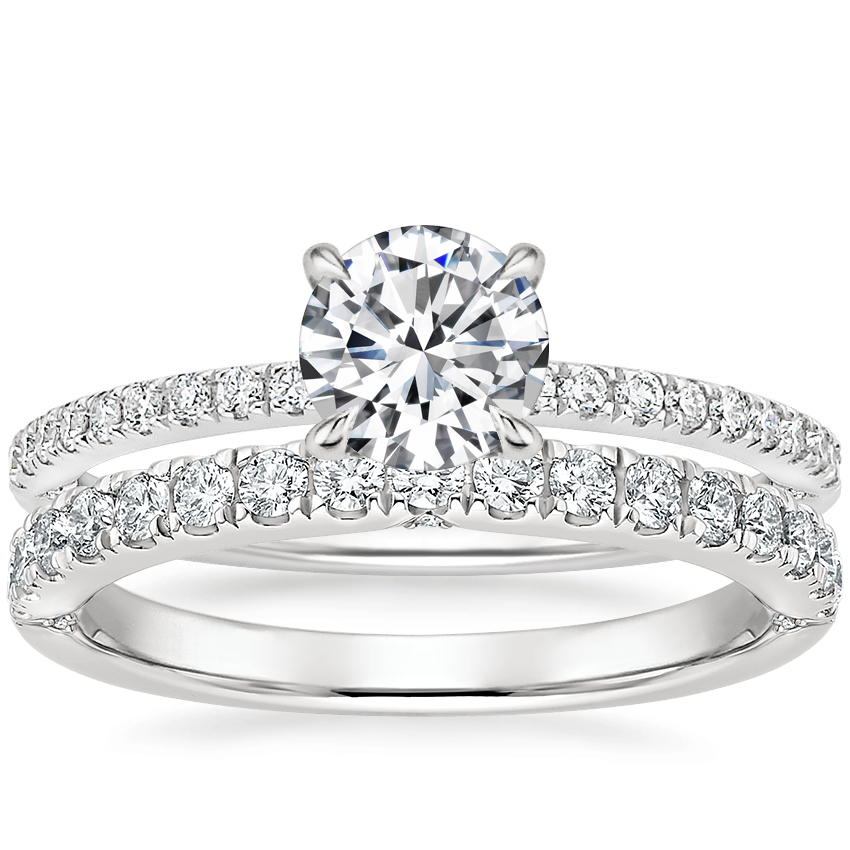 18K White Gold Heritage Pavé Diamond Ring with Luxe Heritage Diamond Ring (1/3 ct. tw.)
