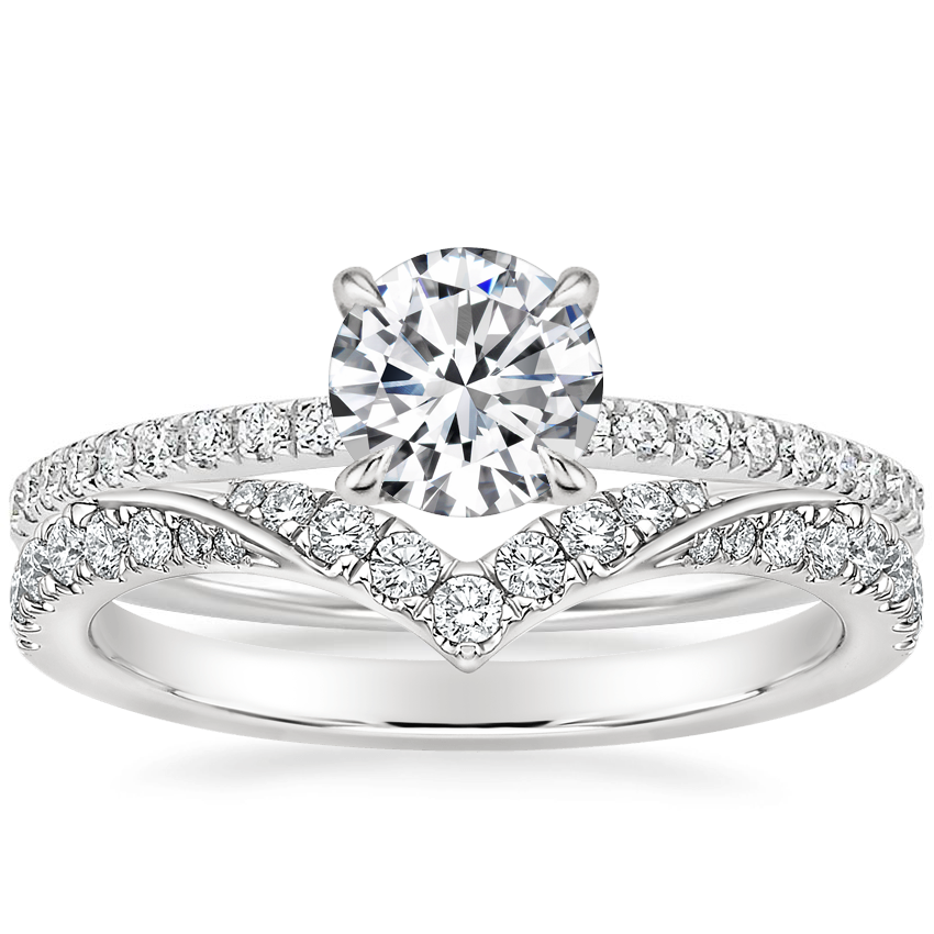 Platinum Heritage Pavé Diamond Ring with Chiara Diamond Ring (1/4 ct. tw.)