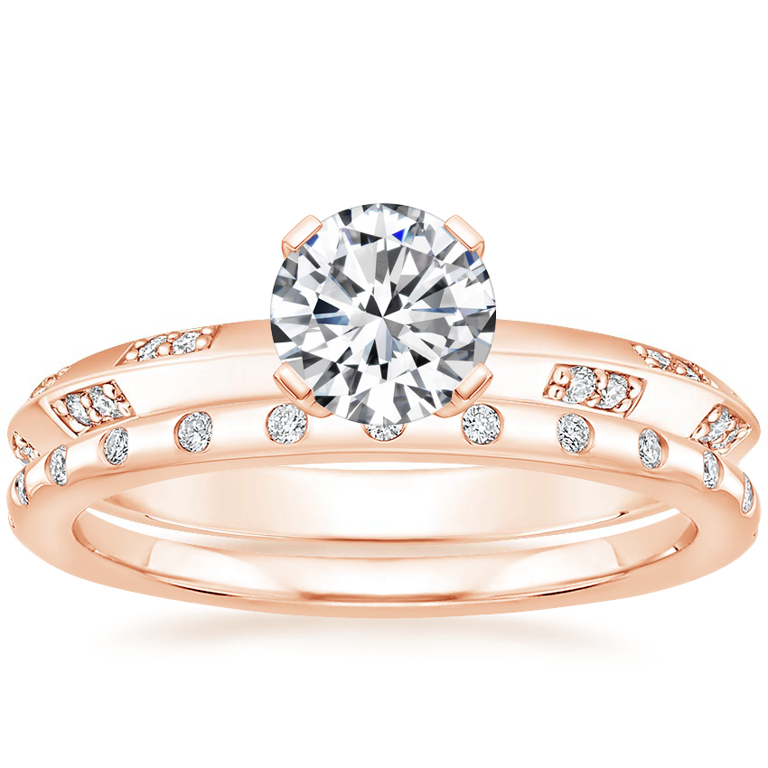 14K Rose Gold Marlowe Diamond Ring with Anais Diamond Ring