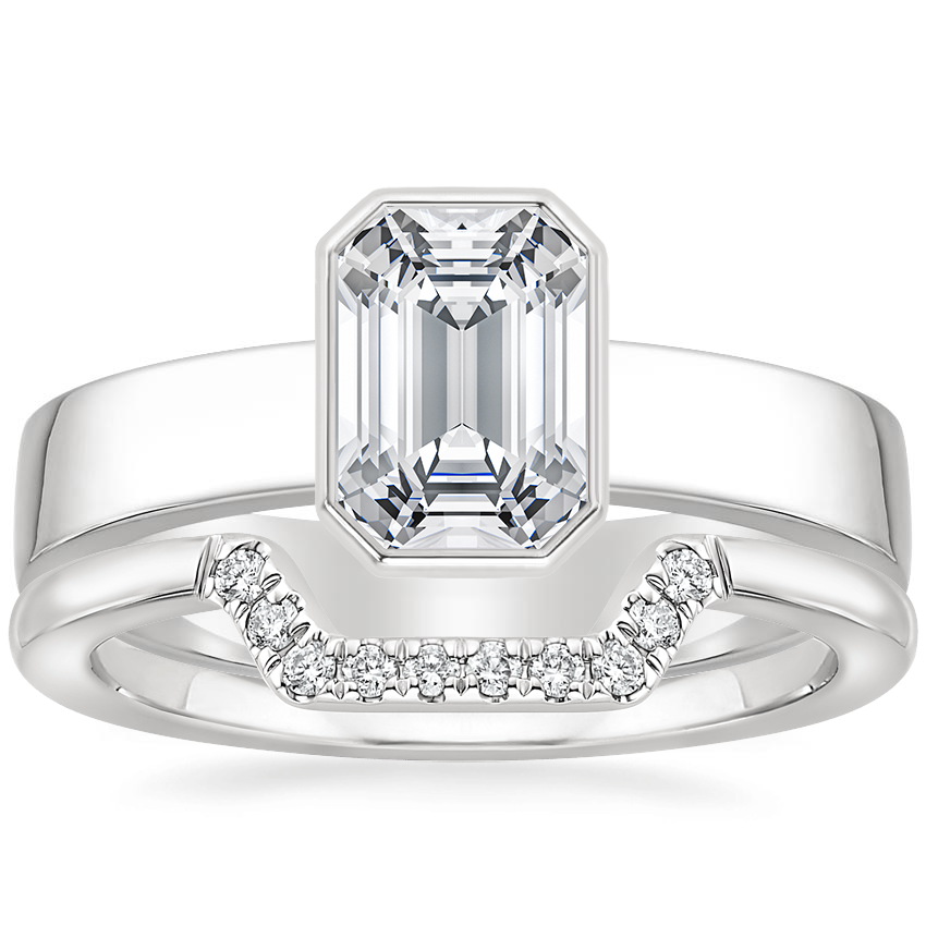 Platinum Vesper Ring with Midi Linear Nesting Diamond Ring