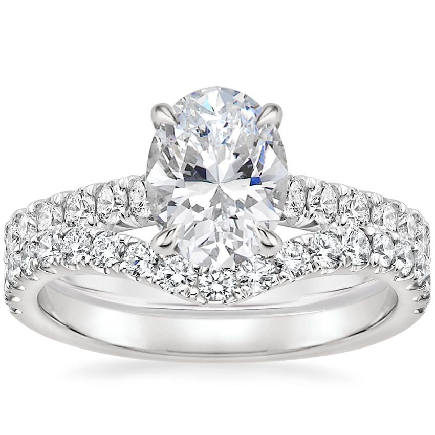 Platinum Sienna Diamond Ring (3/8 ct. tw.) with Luxe Flair Diamond Ring (1/3 ct. tw.)