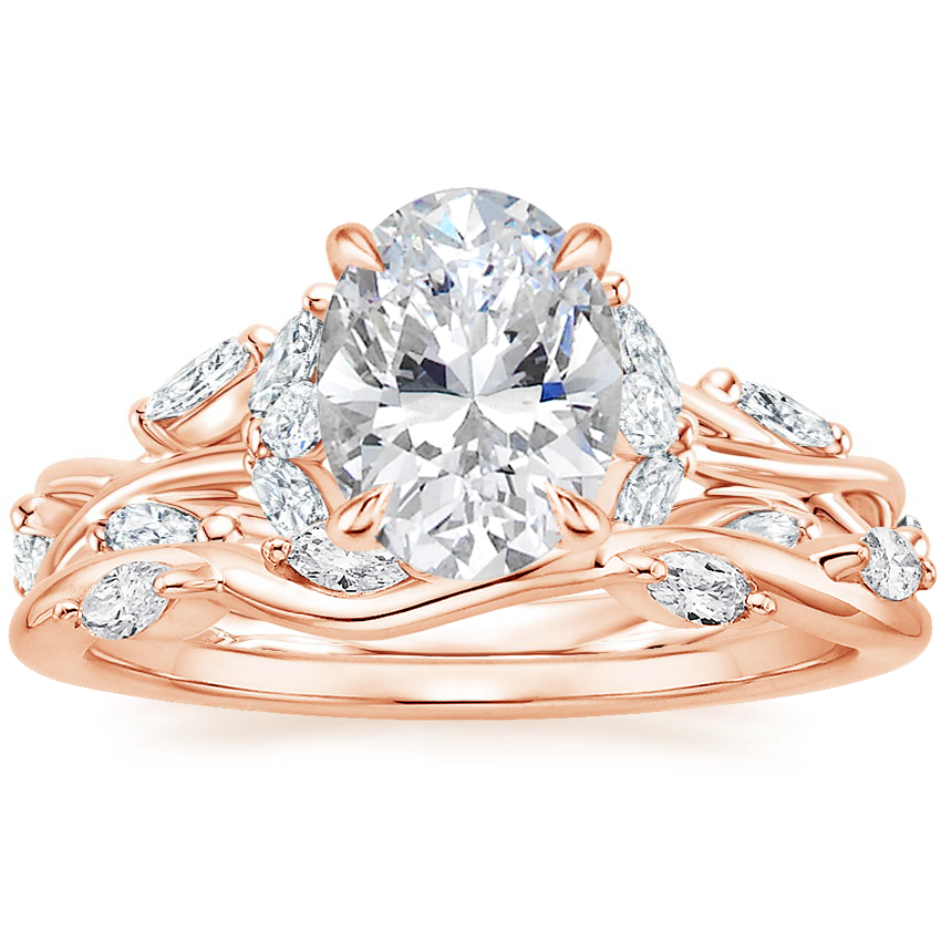 Secret Garden Diamond Ring (1/2 ct. tw.) with Winding Willow Diamond Ring (1/8 ct. tw.) in 14K Rose Gold