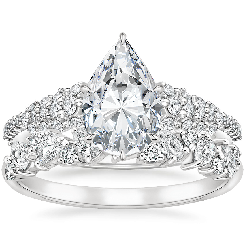 18K White Gold Antonella Tapered Diamond Ring with Olivetta Diamond Ring