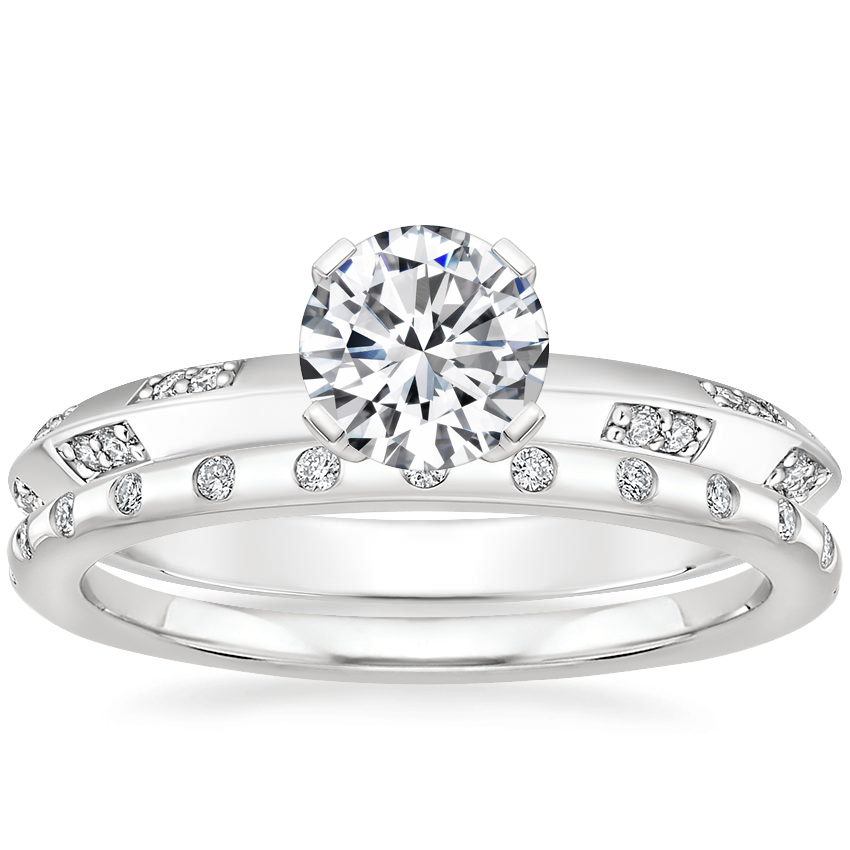 18K White Gold Marlowe Diamond Ring with Anais Diamond Ring