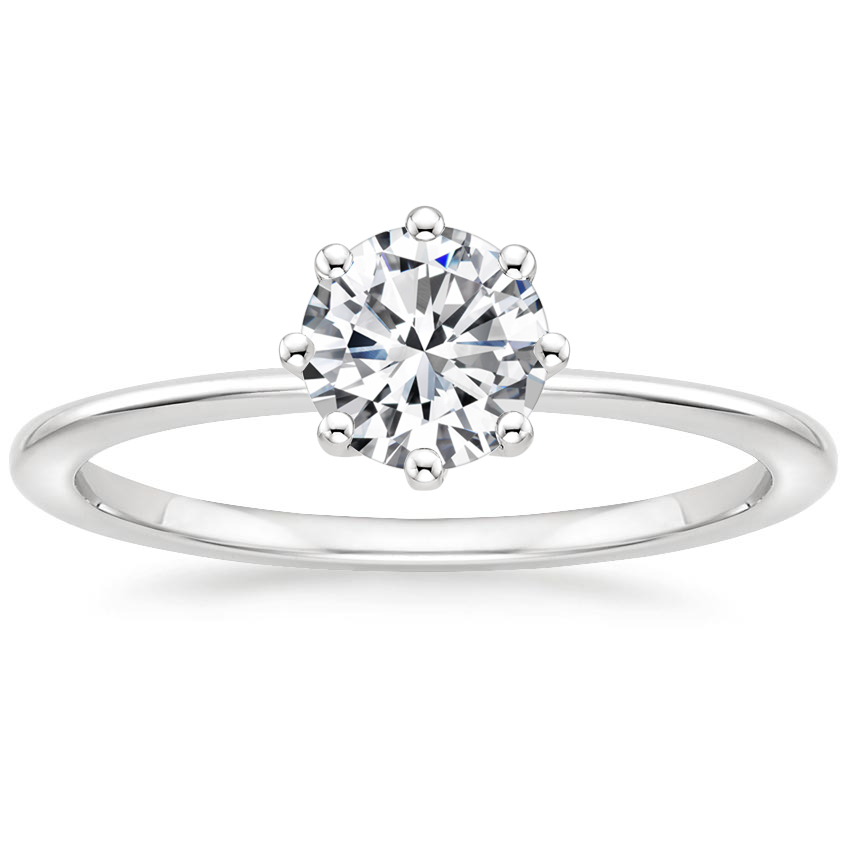 18K White Gold Eight Prong Petite Elodie Ring, large top view