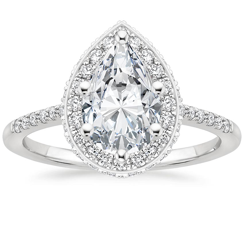 Pear Double Halo Diamond Engagement Ring 