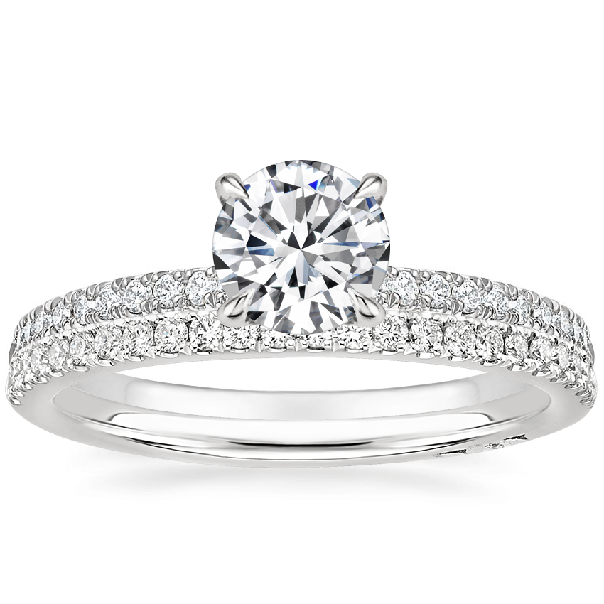 18K White Gold Simply Tacori Luxe Drape Diamond Ring with Simply Tacori Diamond Ring (1/5 ct. tw.)