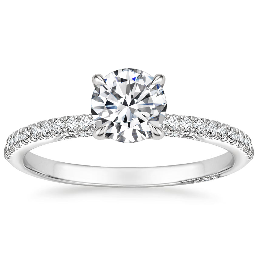 Round Classic Pave Diamond Engagement Setting with Hidden Accents 