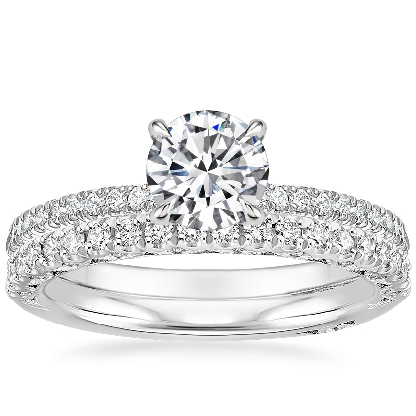 Platinum Simply Tacori Luxe Drape Diamond Ring with Tacori Petite Crescent Diamond Ring (1/4 ct. tw.)
