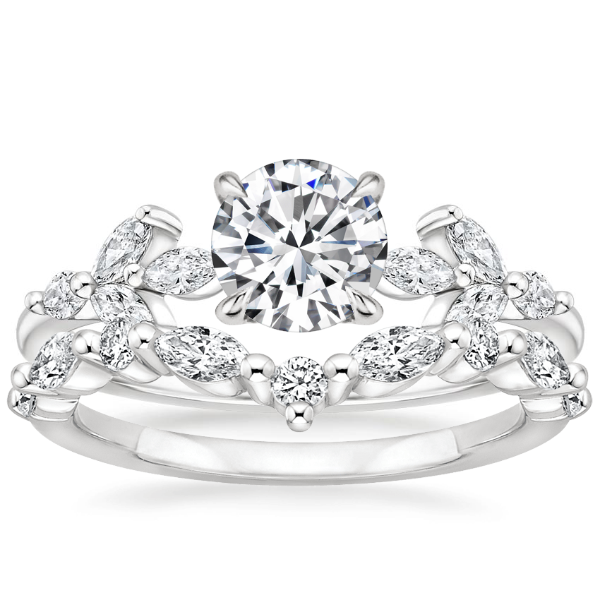 Platinum Zelie Diamond Ring (1/4 ct. tw.) with Curved Versailles Diamond Ring