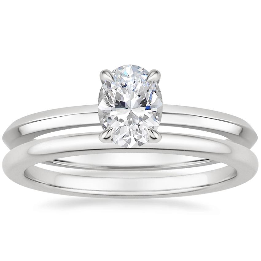 18K White Gold Hazel Ring with Petite Comfort Fit Wedding Ring