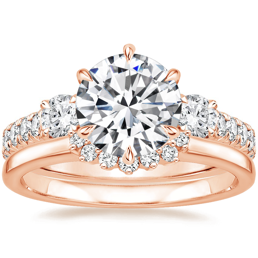 14K Rose Gold Gramercy Diamond Ring (3/4 ct. tw.) with Crescent Diamond Ring