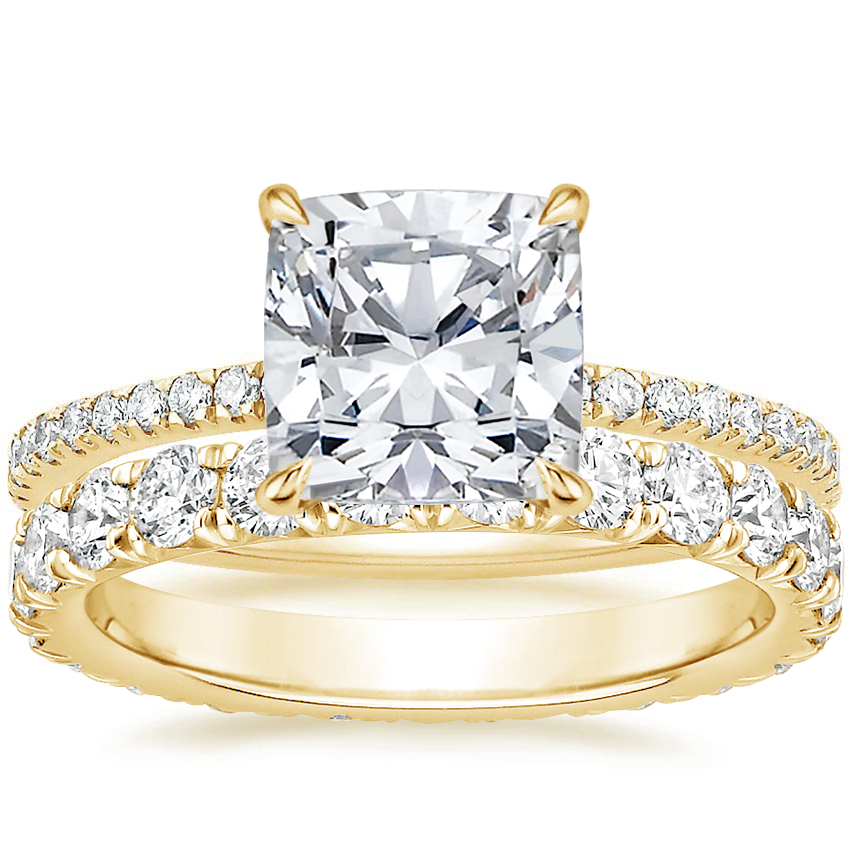18K Yellow Gold Luxe Viviana Diamond Ring (1/3 ct. tw.) with Luxe Anthology Eternity Diamond Ring (1 1/3 ct. tw.)