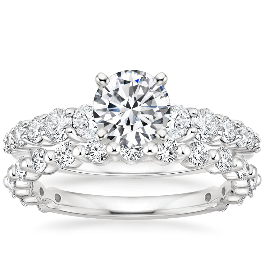 18K White Gold Luciana Diamond Ring (1/2 ct. tw.) with Luxe Marseille Diamond Ring (1/2 ct. tw.)