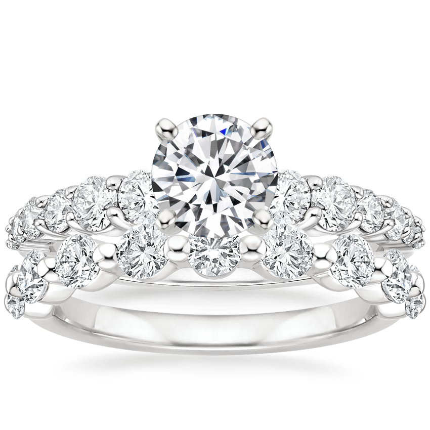 18K White Gold Luciana Diamond Ring (1/2 ct. tw.) with Monaco Diamond Ring (3/4 ct. tw.)