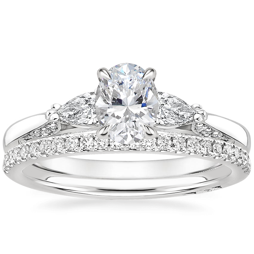 Platinum Simply Tacori Three Stone Diamond Ring (1/3 ct. tw.) with Simply Tacori Diamond Ring (1/5 ct. tw.)