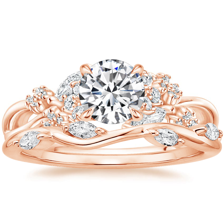 14K Rose Gold Summer Blossom Diamond Ring (1/4 ct. tw.) with Winding Willow Diamond Ring