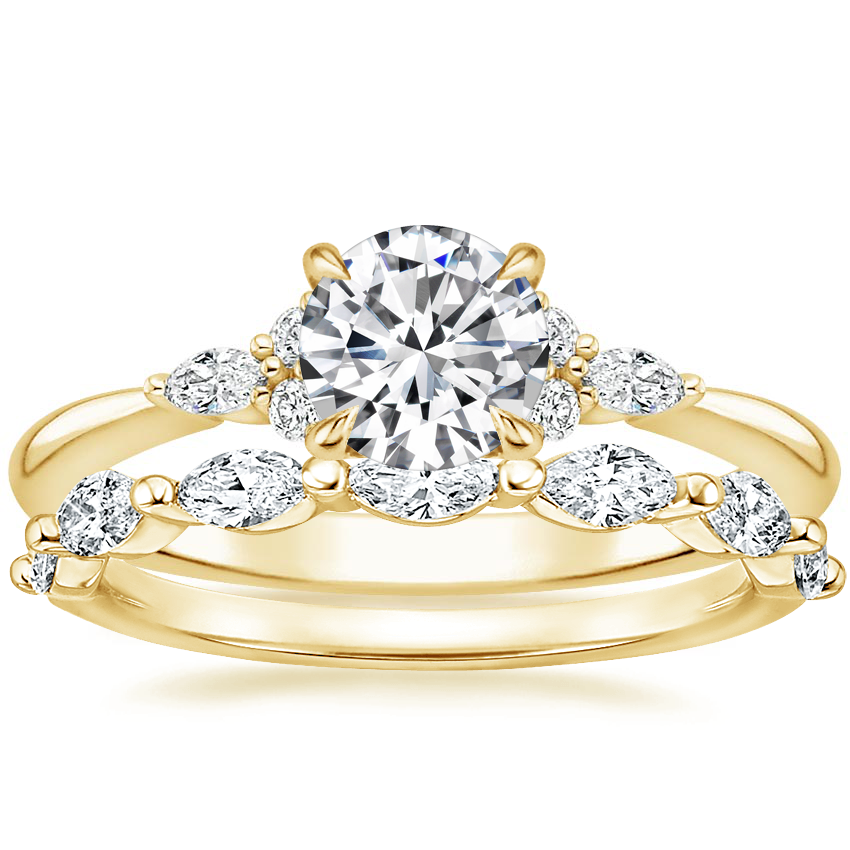 18K Yellow Gold Nadia Diamond Ring with Joelle Diamond Ring