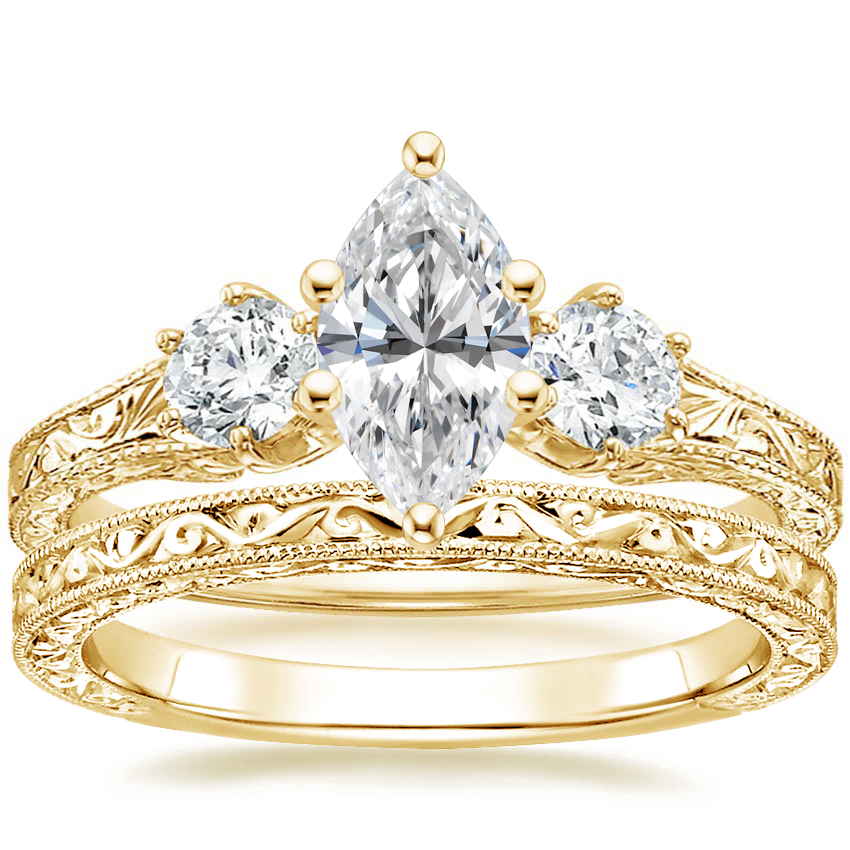 18K Yellow Gold Three Stone Hudson Diamond Ring (1/3 ct. tw.) with Hudson Ring