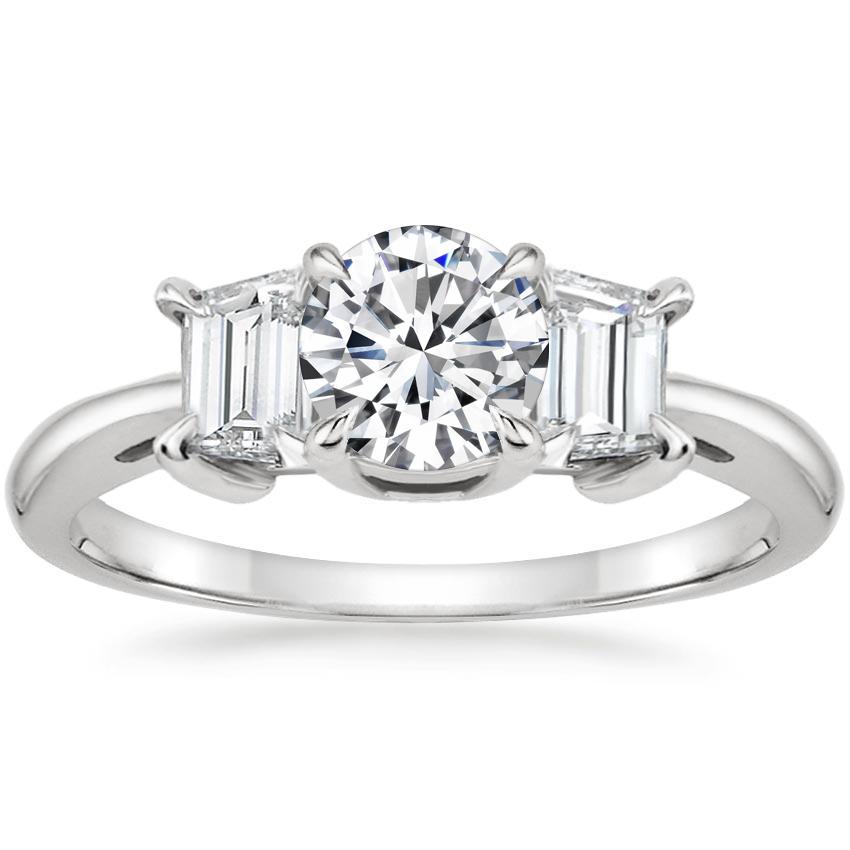18K White Gold Embrace Three Stone Diamond Ring, large top view