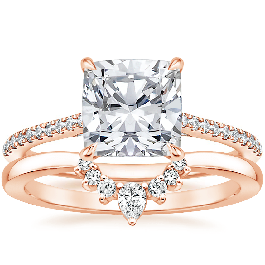 14K Rose Gold Luxe Dawn Diamond Ring with Lunette Diamond Ring