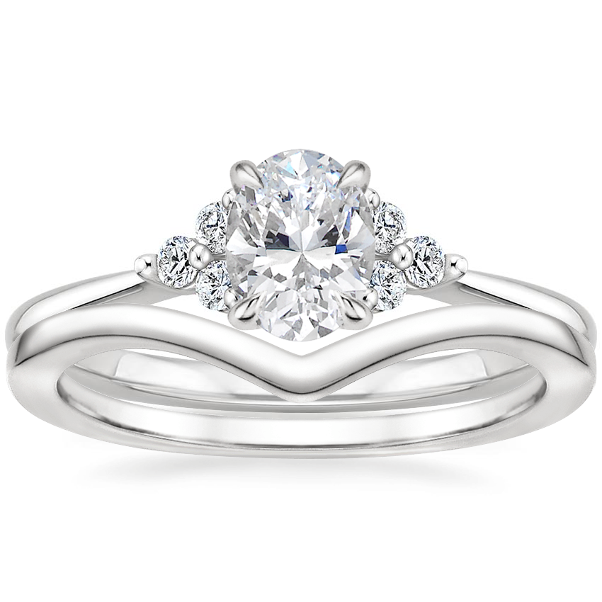 Platinum Melody Diamond Ring with Chevron Ring