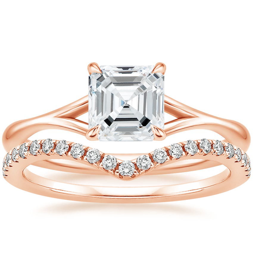 14K Rose Gold Valetta Ring with Flair Diamond Ring (1/6 ct. tw.)