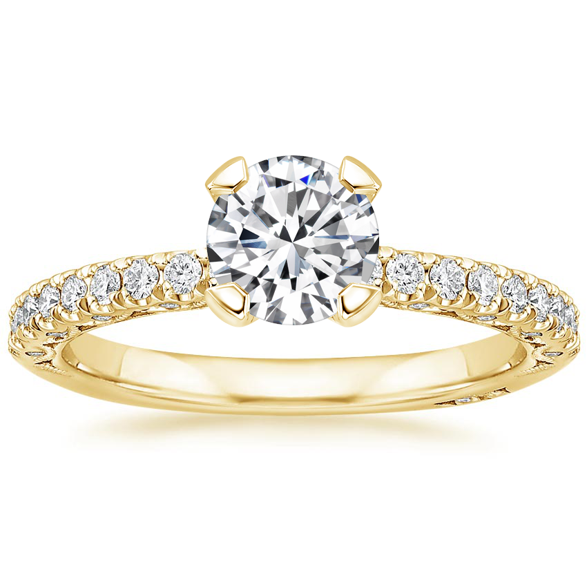 Round 18K Yellow Gold Tacori Petite Crescent Diamond Ring