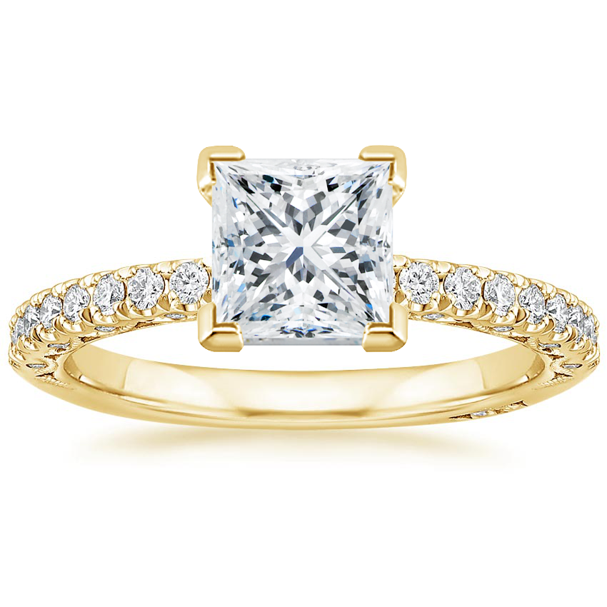 Princess 18K Yellow Gold Tacori Petite Crescent Diamond Ring