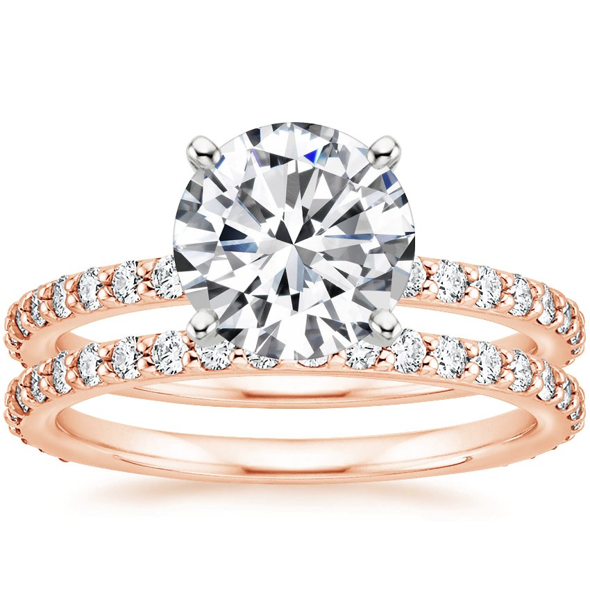 14K Rose Gold Luxe Petite Shared Prong Diamond Bridal Set (3/4 ct. tw.)