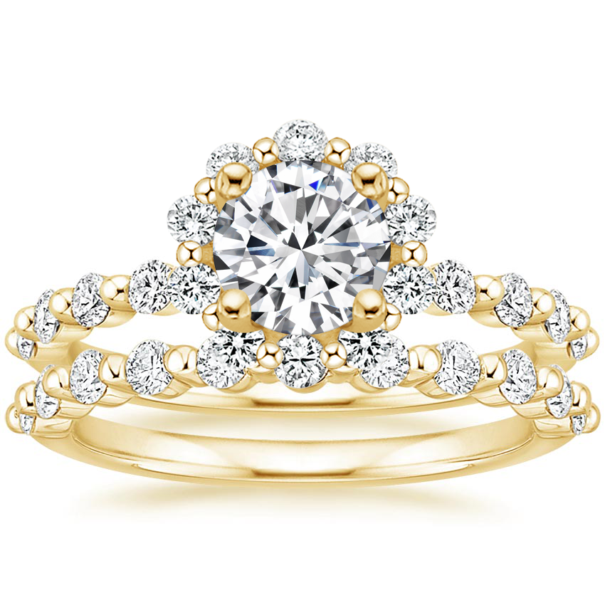 18K Yellow Gold Marseille Halo Diamond Bridal Set (3/4 ct. tw.)