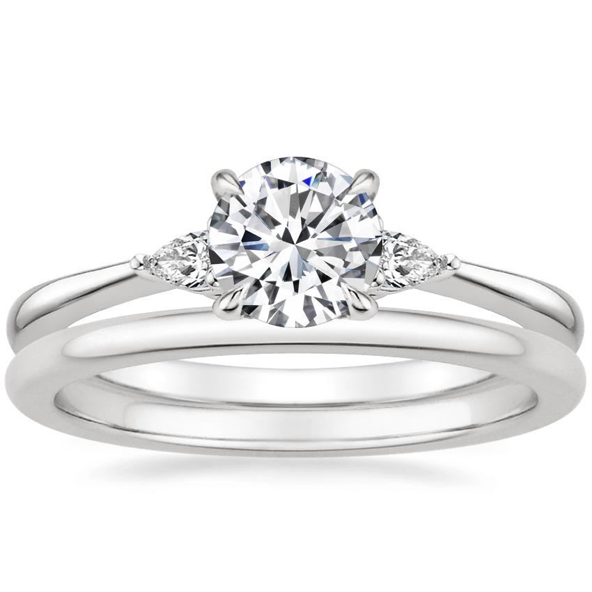 Platinum Aria Diamond Ring with Petite Comfort Fit Wedding Ring
