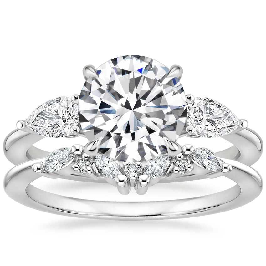 18K White Gold Opera Diamond Ring with Yvette Diamond Ring