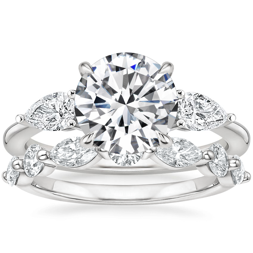 18K White Gold Opera Diamond Ring with Grand Versailles Diamond Ring (1 ct. tw.)