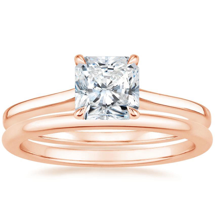 14K Rose Gold Provence Ring with Petite Comfort Fit Wedding Ring