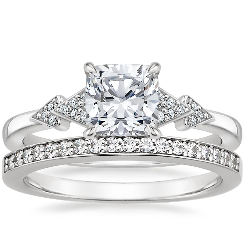 18K White Gold Alta Diamond Ring with Starlight Diamond Ring (1/8 ct. tw.)