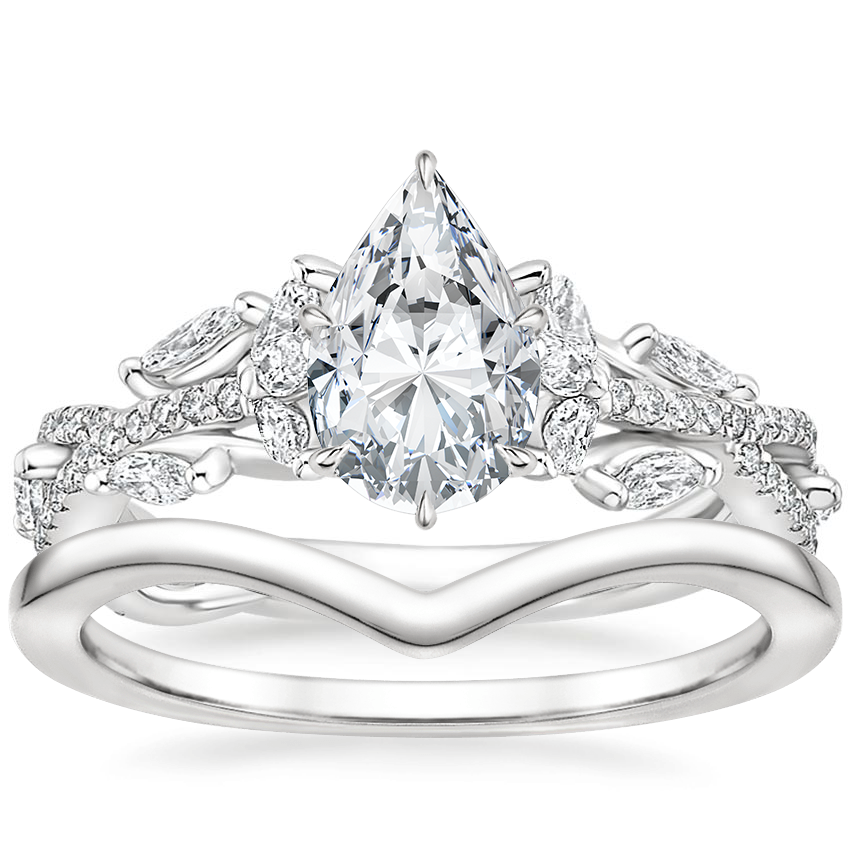 18K White Gold Luxe Secret Garden Diamond Ring (3/4 ct. tw.) with Chevron Ring