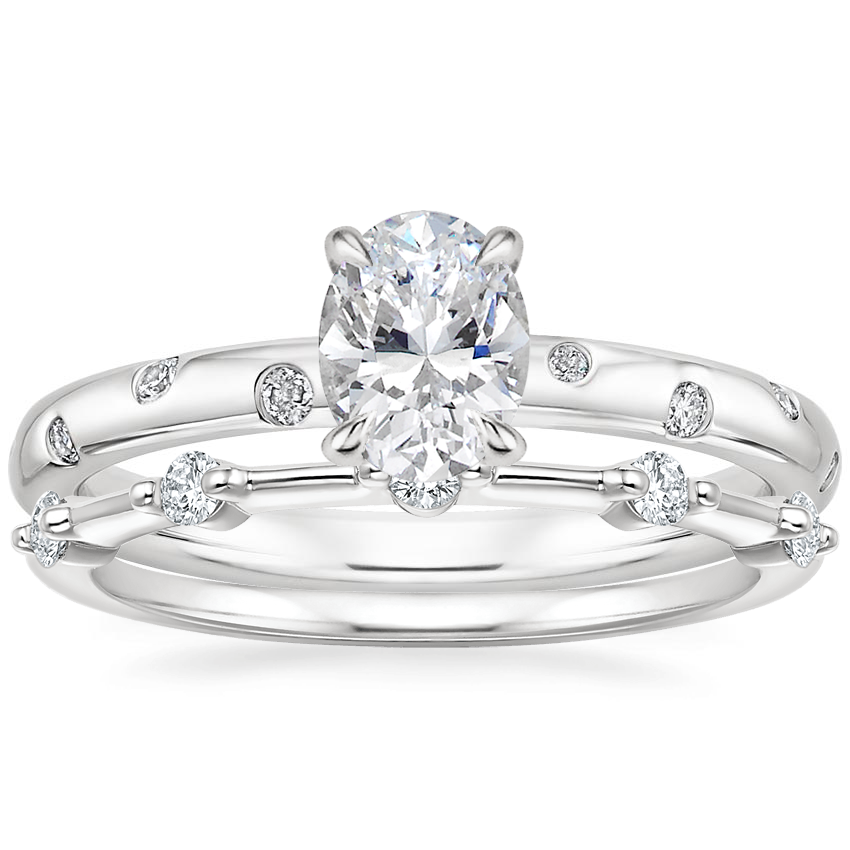 18K White Gold Corinne Diamond Ring with Aimee Diamond Ring