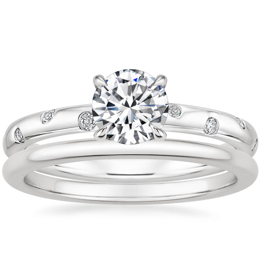 Platinum Corinne Diamond Ring with Petite Comfort Fit Wedding Ring
