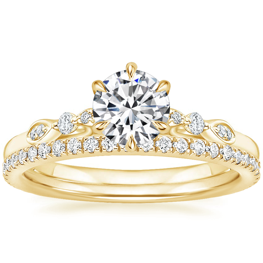 18K Yellow Gold Rochelle Diamond Ring with Luxe Ballad Diamond Ring (1/4 ct. tw.)