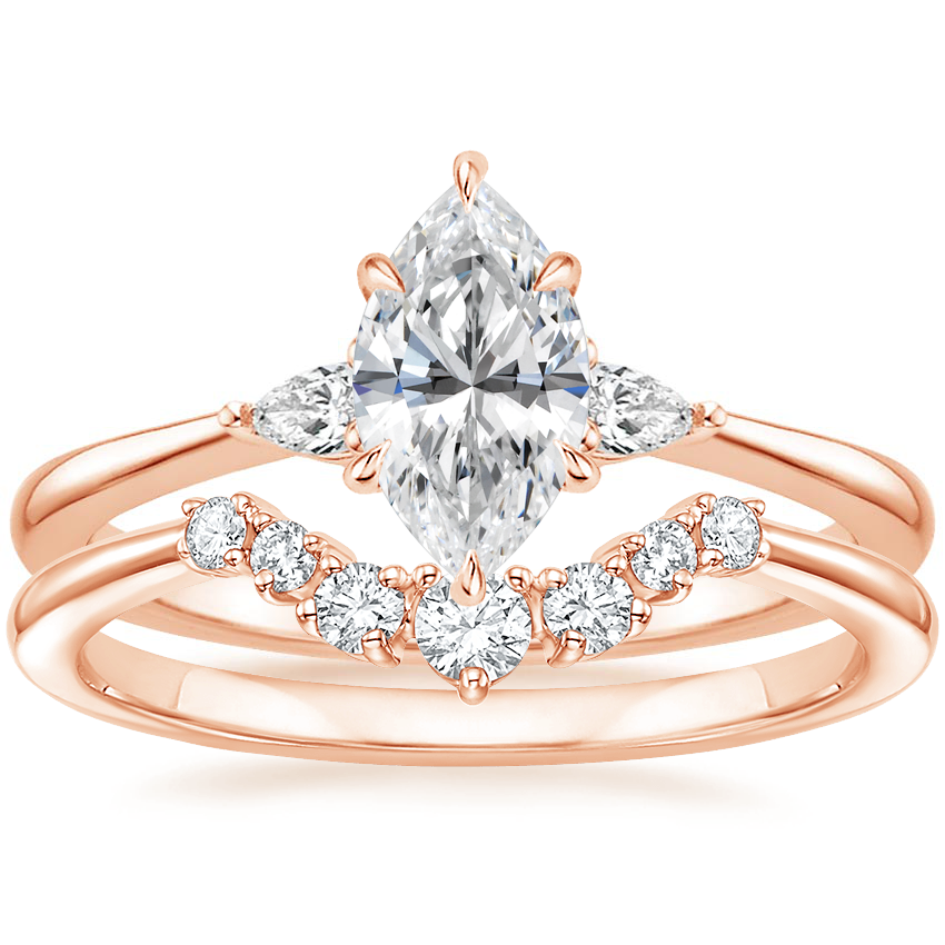14K Rose Gold Aria Contoured Diamond Bridal Set