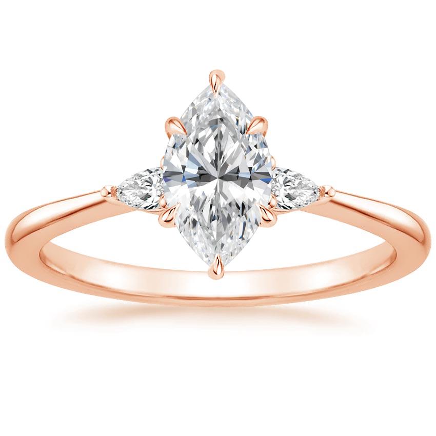 14K Rose Gold Aria Three Stone Diamond Ring (1/10 ct. tw.), large top view