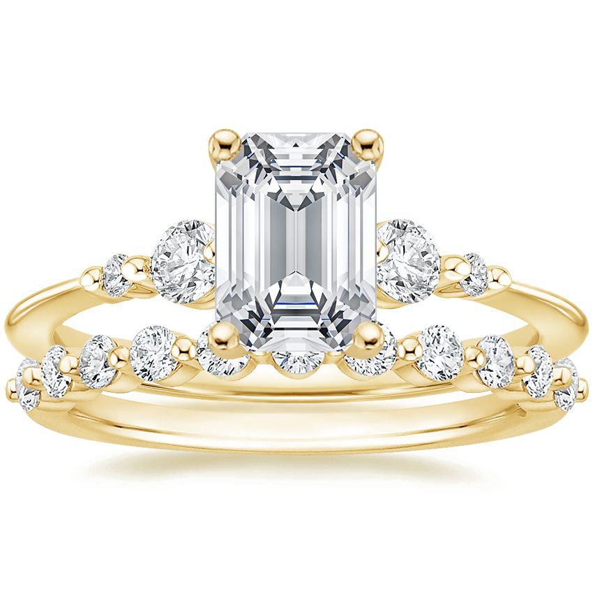 18K Yellow Gold Cascade Diamond Ring with Marseille Diamond Ring (1/3 ct. tw.)