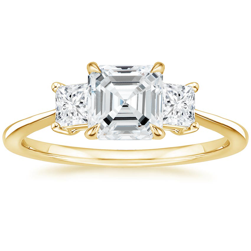 Emerald Cut Three Stone Diamond Ring | Rhiannon