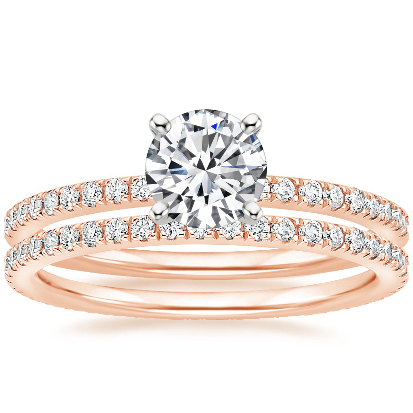 14K Rose Gold Ballad Diamond Ring (1/8 ct. tw.) with Ballad Eternity Diamond Ring (1/3 ct. tw.)