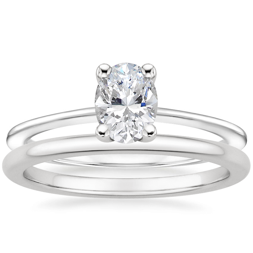 18K White Gold Aimee Ring with Petite Comfort Fit Wedding Ring
