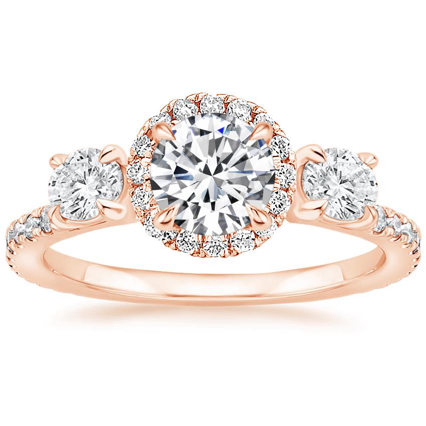 14K Rose Gold Three Stone Waverly Diamond Ring (3/4 ct. tw.), large top view
