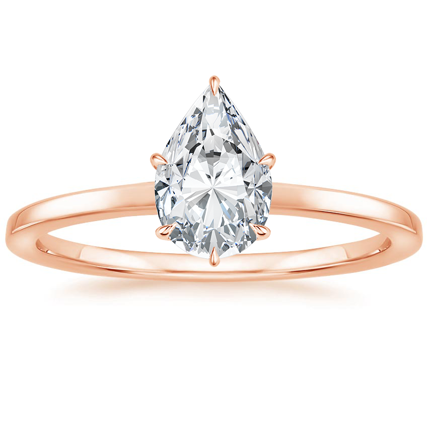 14K Rose Gold Secret Halo Six-Prong Diamond Ring, large top view